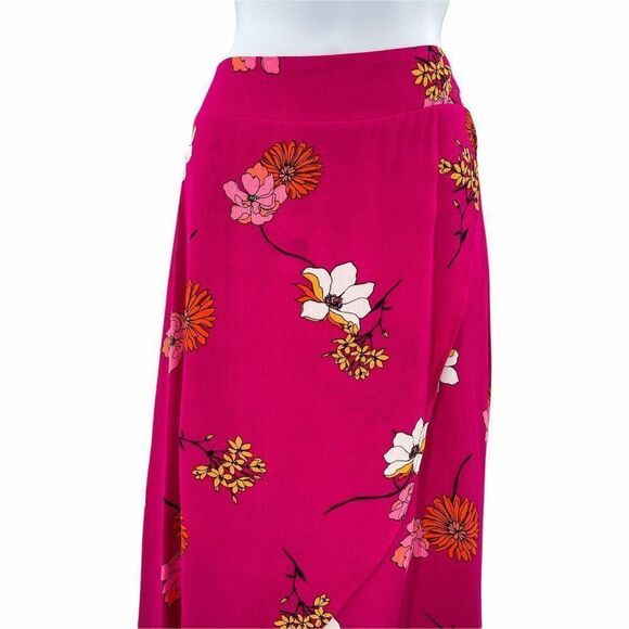2/$30 a.n.a Pink Floral Print High Waisted Flowy Lightweight Midi Skirt 10 - Picture 7 of 13
